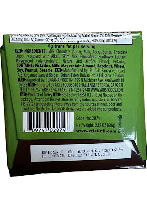Chocolate with Pistachio - Eti - 60g