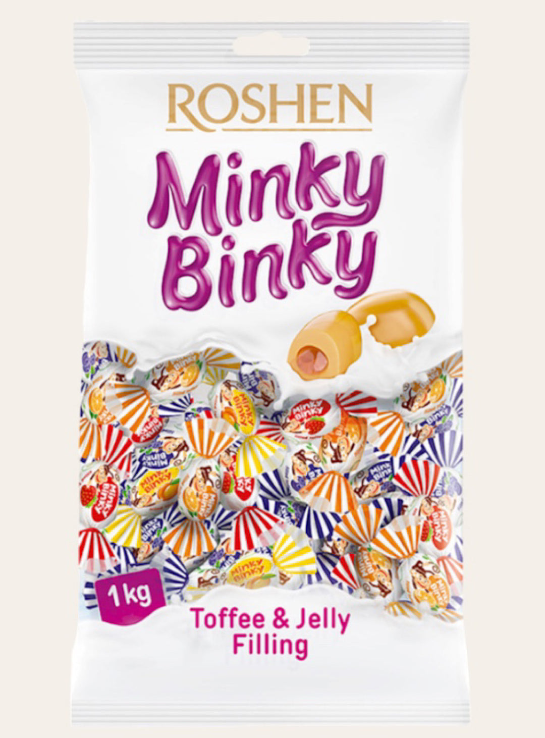 Minky Binky Toffee with Jelly filling - Roshen