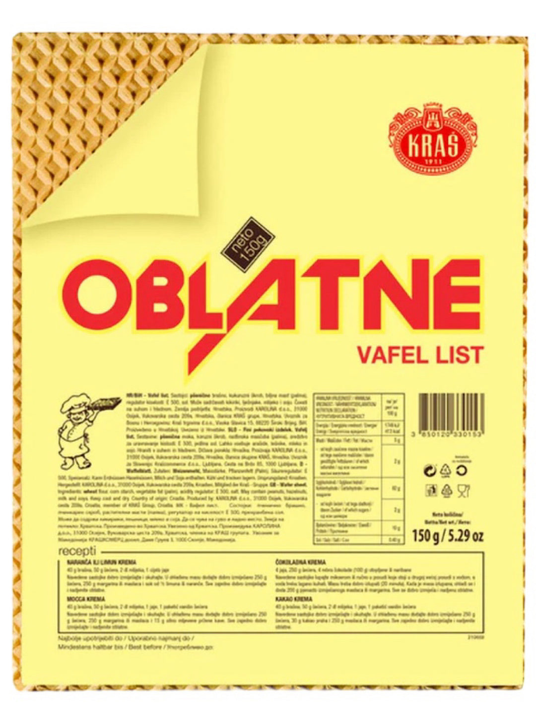 Tort Wafers Sheets - Kras - 150g