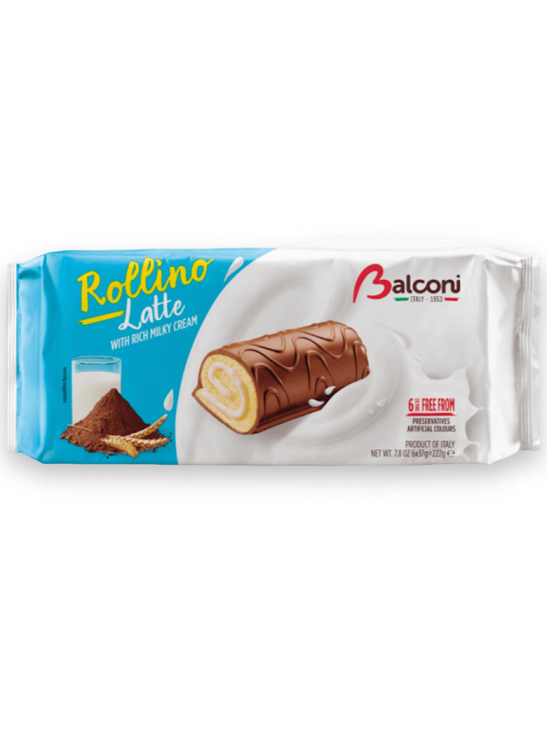 Rollino Latte Chocolate Sponge Cake - Balconi - 222g