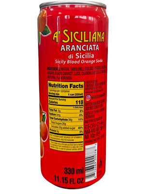 Sicilian Blood Orange Soda - A’ Siciliana Aranciata- 11.15 oz