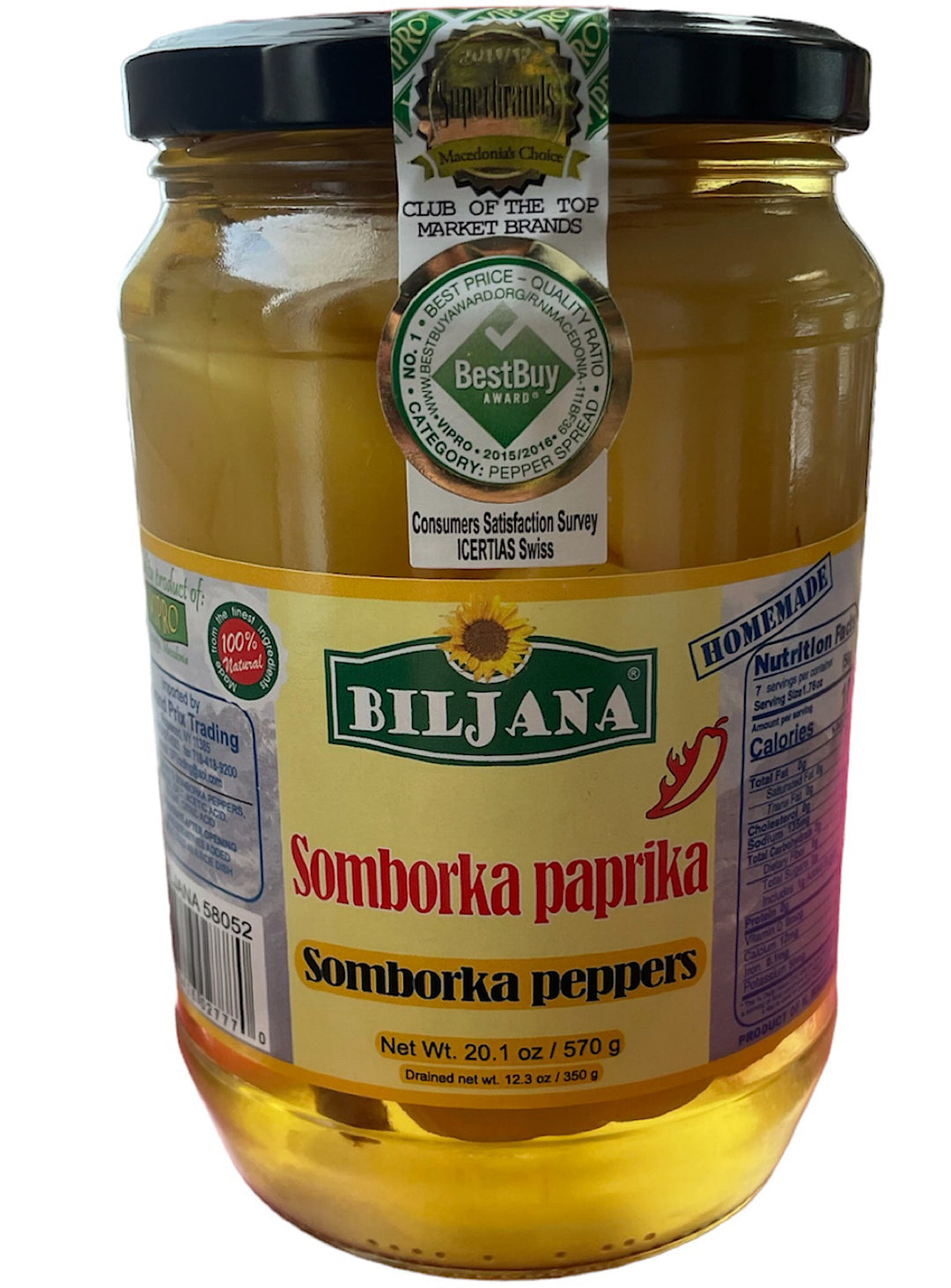 Somborka Paprika Peppers -BILJANA -570 gr
