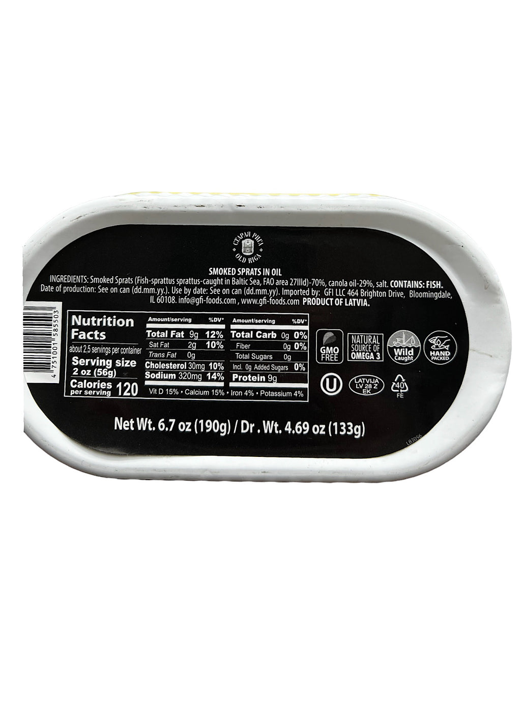 Smoked Sprats In Oil - Sprotes Elia - 133g